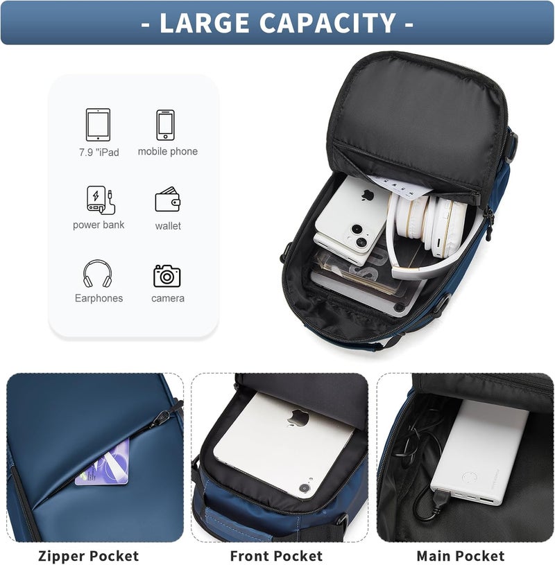 WEPLAN Messenger bag for Men,Small Sling Crossbody Backpack Shoulder Bag for Men Women,canvas Strap Backpack Sling Bag - Image 2